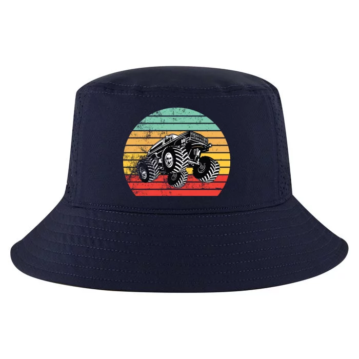 Retro Monster Truck Emblem Cool Comfort Performance Bucket Hat