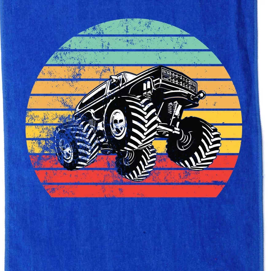 Retro Monster Truck Emblem Platinum Collection Golf Towel