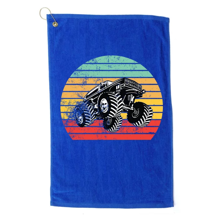 Retro Monster Truck Emblem Platinum Collection Golf Towel