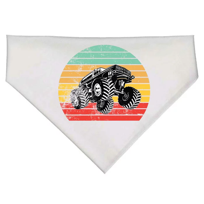 Retro Monster Truck Emblem USA-Made Doggie Bandana