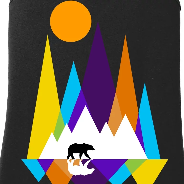 Retro Mount Bear Sunset Ladies Essential Tank