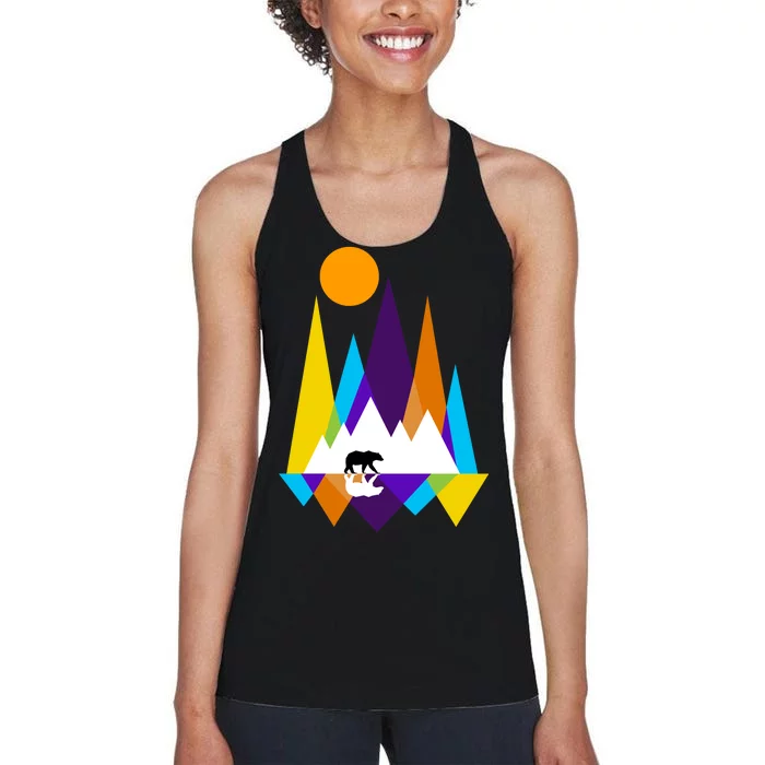 Retro Mount Bear Sunset Women's Racerback Tank