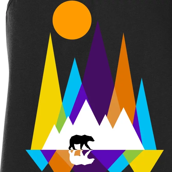 Retro Mount Bear Sunset Women's Racerback Tank