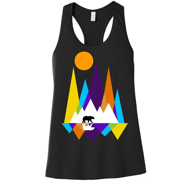 Retro Mount Bear Sunset Women's Racerback Tank