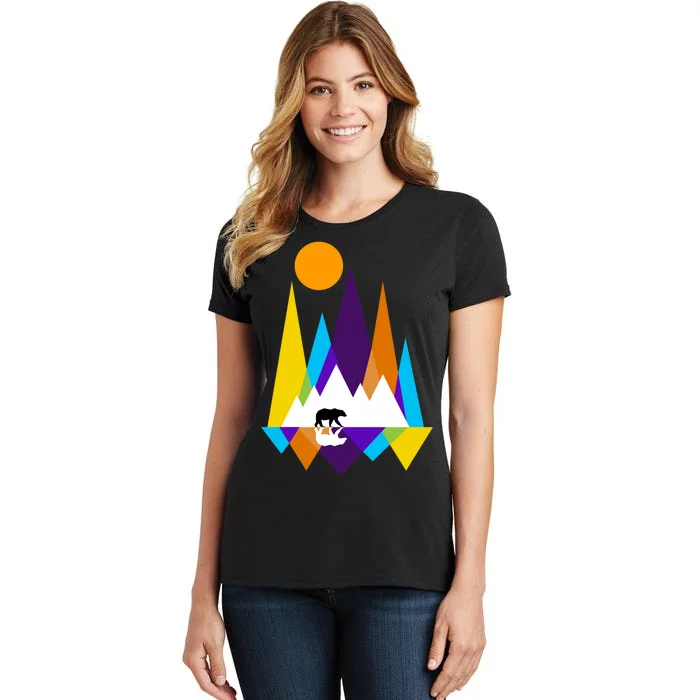 Retro Mount Bear Sunset Women's T-Shirt