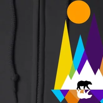 Retro Mount Bear Sunset Full Zip Hoodie