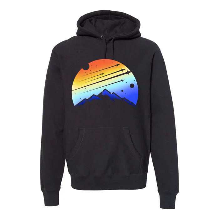 Retro Mountain Stars Premium Hoodie