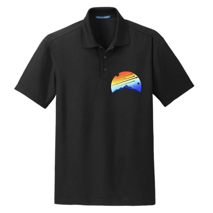 Retro Mountain Stars Dry Zone Grid Performance Polo