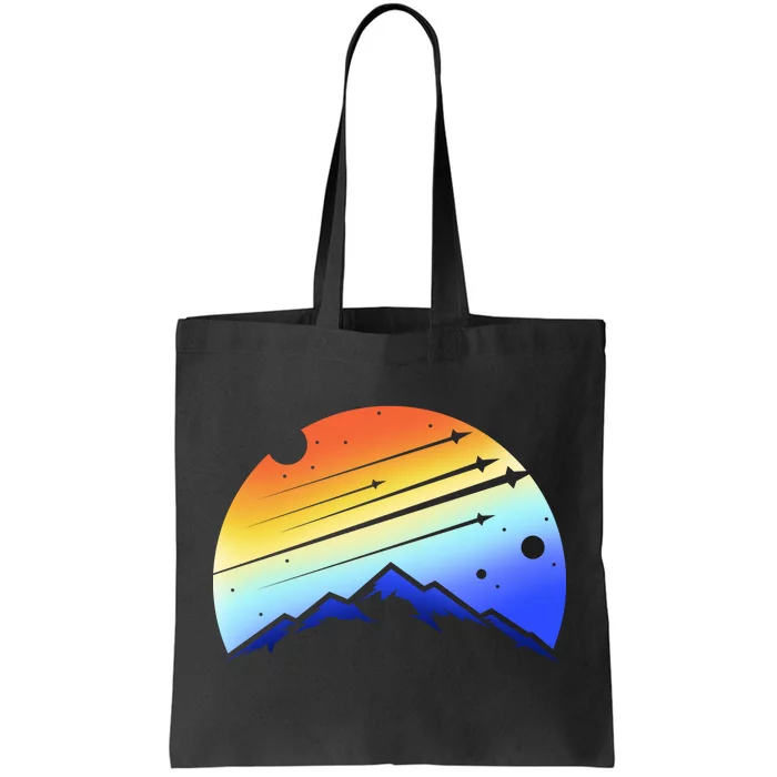 Retro Mountain Stars Tote Bag