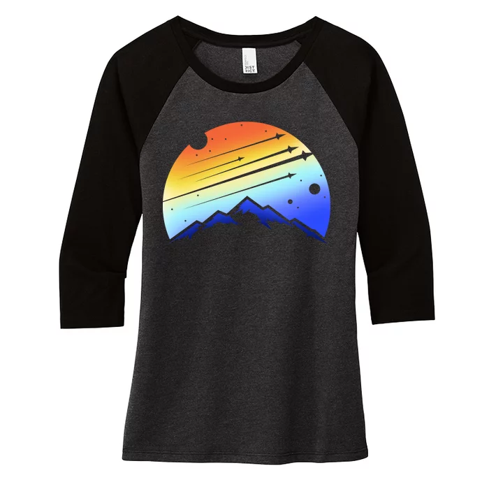 Retro Mountain Stars Women's Tri-Blend 3/4-Sleeve Raglan Shirt