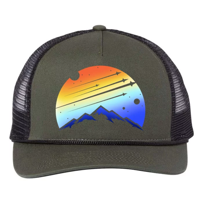 Retro Mountain Stars Retro Rope Trucker Hat Cap