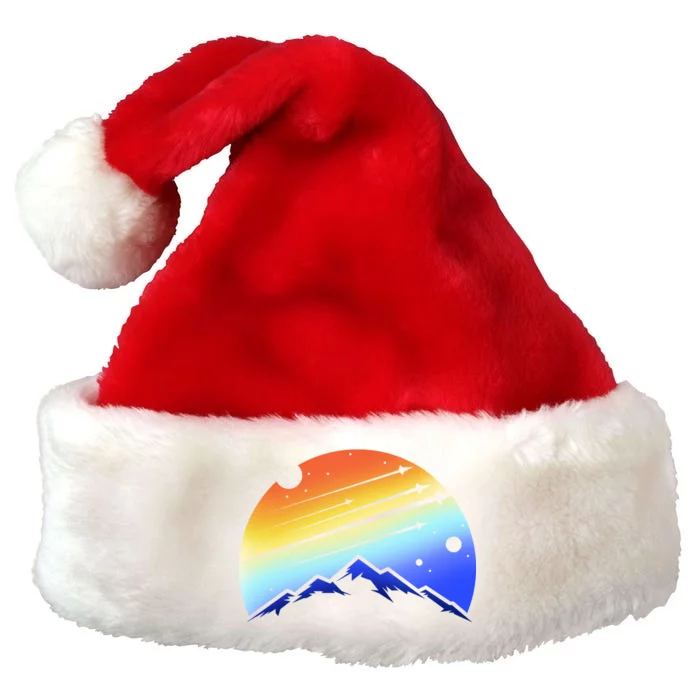 Retro Mountain Stars Premium Christmas Santa Hat