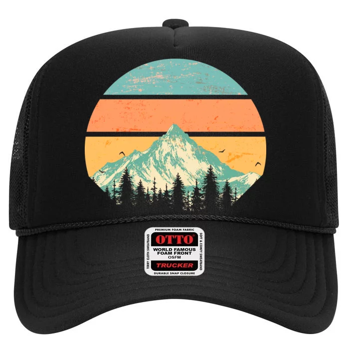 Retro Mountain Wilderness Vintage High Crown Mesh Trucker Hat