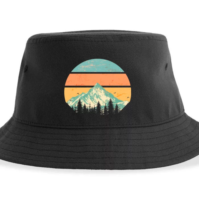 Retro Mountain Wilderness Vintage Sustainable Bucket Hat