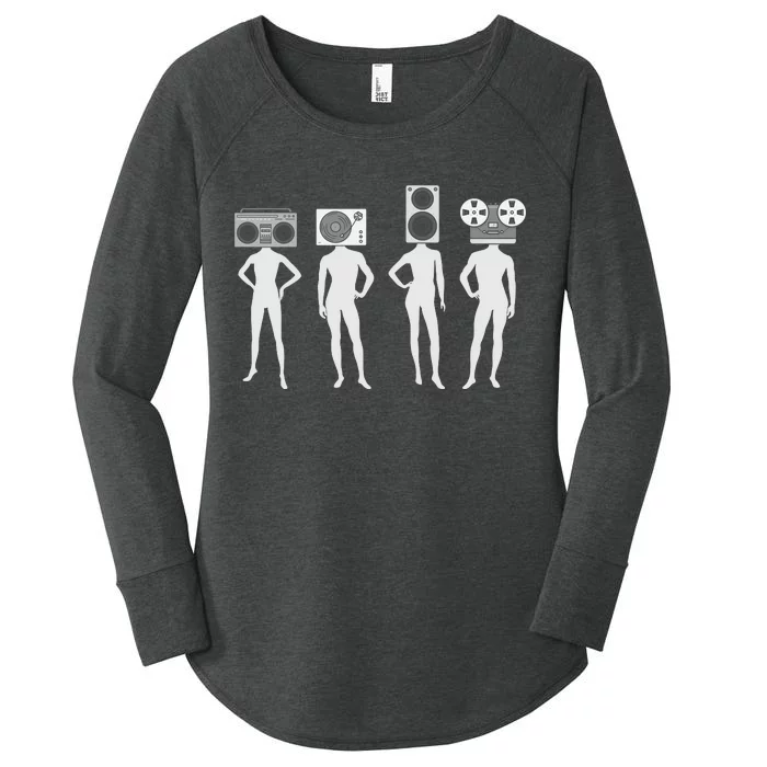 Retro Music Head Women's Perfect Tri Tunic Long Sleeve Shirt