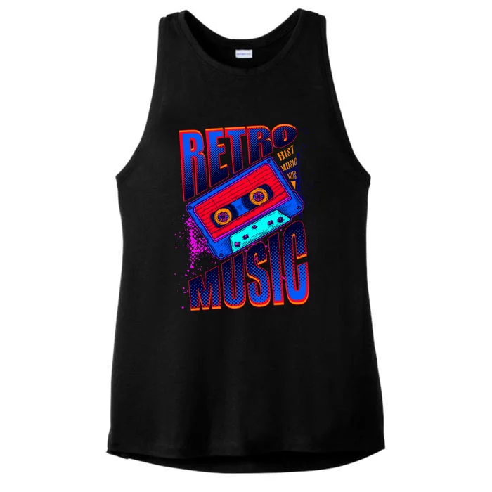 Retro Music Neon Ladies Tri-Blend Wicking Tank