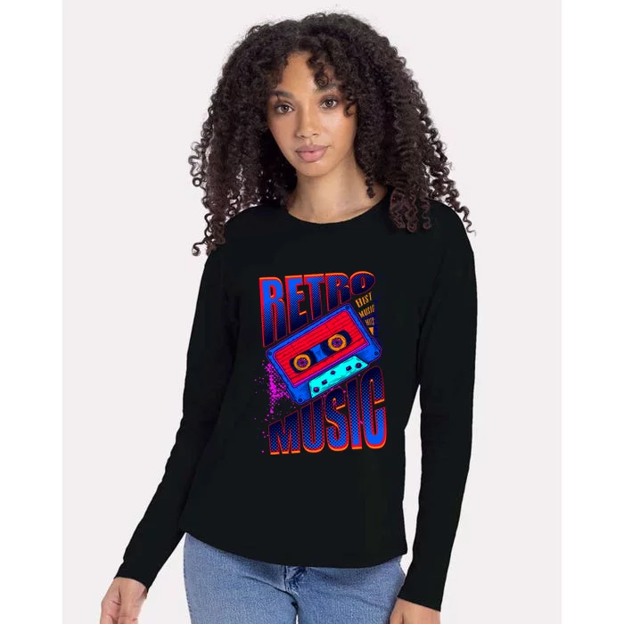 Retro Music Neon Womens Cotton Relaxed Long Sleeve T-Shirt