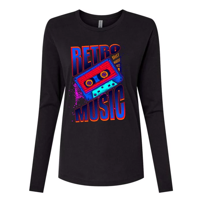 Retro Music Neon Womens Cotton Relaxed Long Sleeve T-Shirt