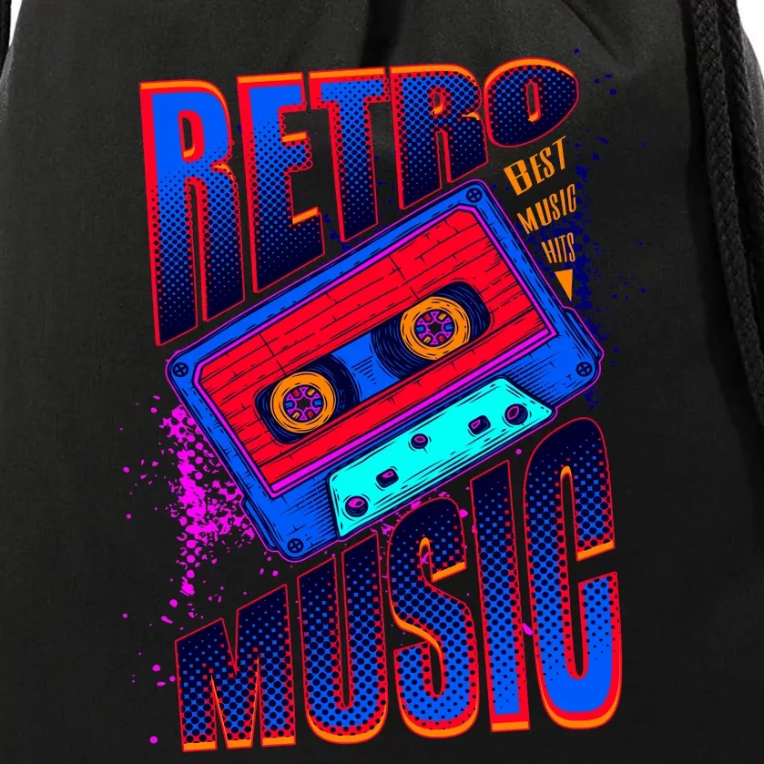 Retro Music Neon Drawstring Bag