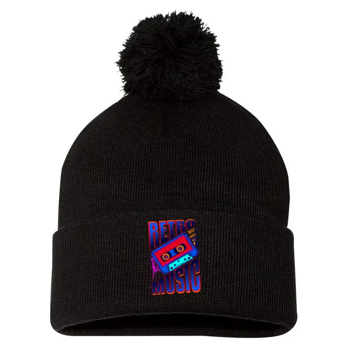 Retro Music Neon Pom Pom 12in Knit Beanie