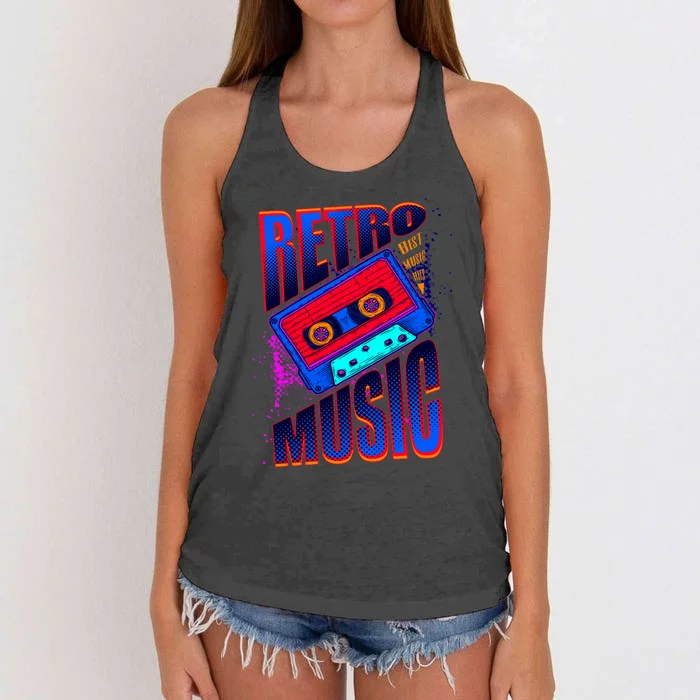 Retro Music Neon Women's Knotted Racerback Tank