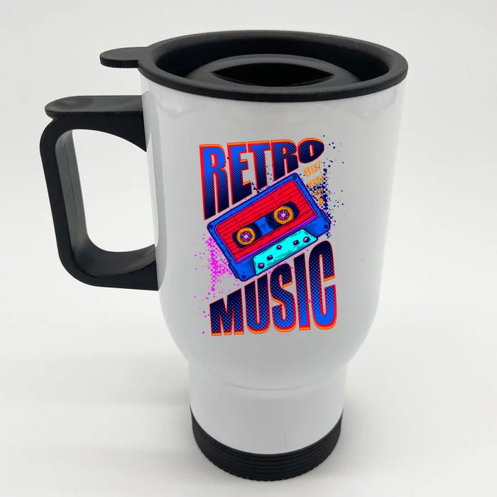 Retro Music Neon Front & Back Stainless Steel Travel Mug