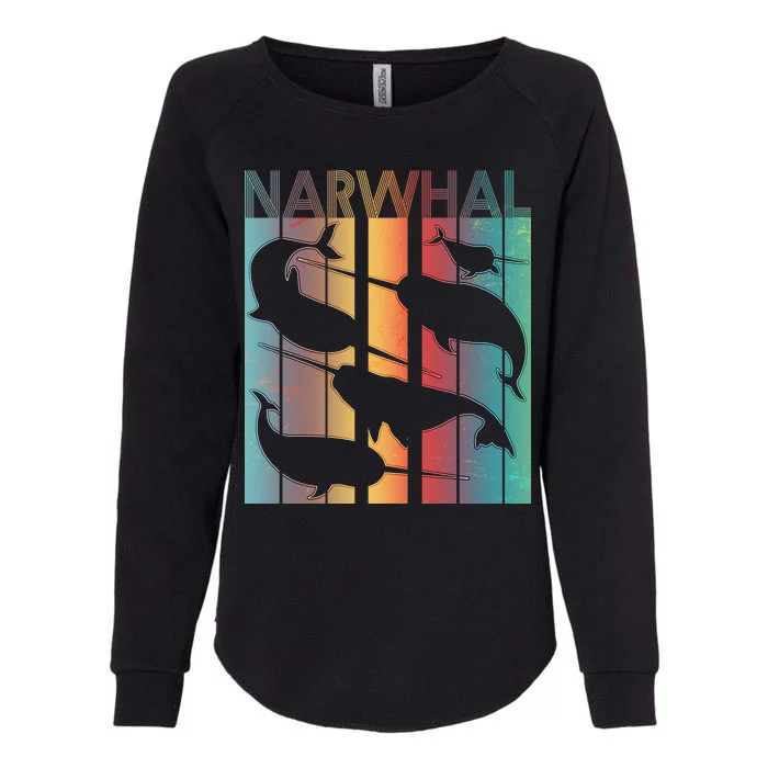 Retro Narwhal Womens California Wash Sweatshirt