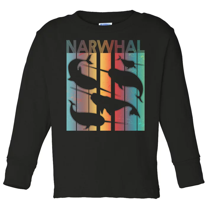 Retro Narwhal Toddler Long Sleeve Shirt