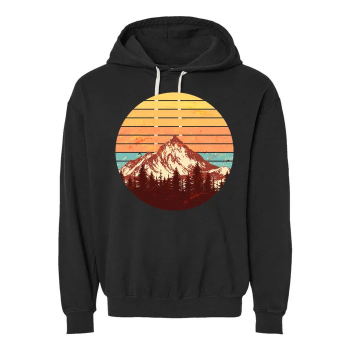 Retro Nature Mountains Garment-Dyed Fleece Hoodie