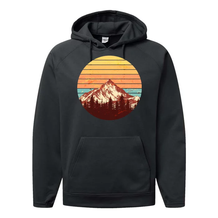 Retro Nature Mountains Performance Fleece Hoodie