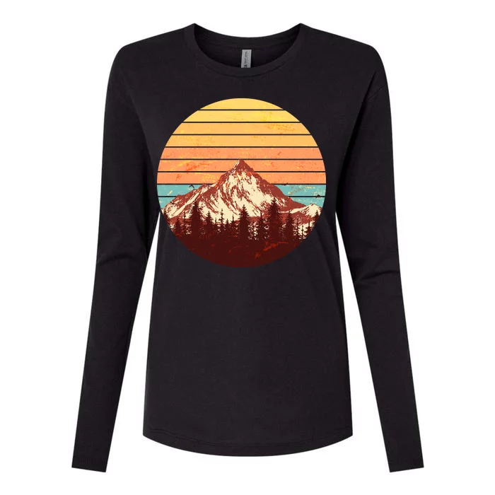 Retro Nature Mountains Womens Cotton Relaxed Long Sleeve T-Shirt