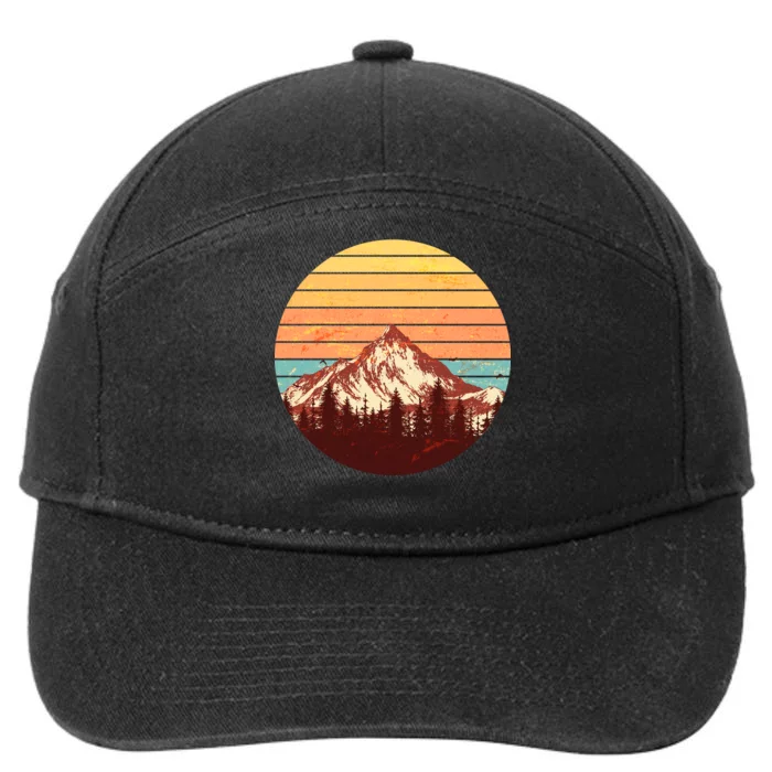 Retro Nature Mountains 7-Panel Snapback Hat