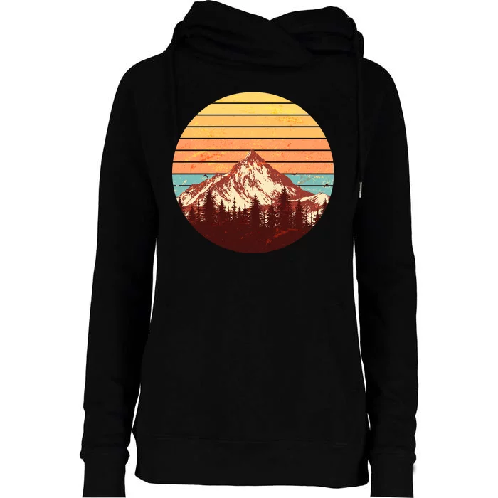 Retro Nature Mountains Womens Funnel Neck Pullover Hood