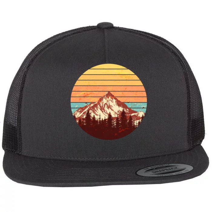 Retro Nature Mountains Flat Bill Trucker Hat