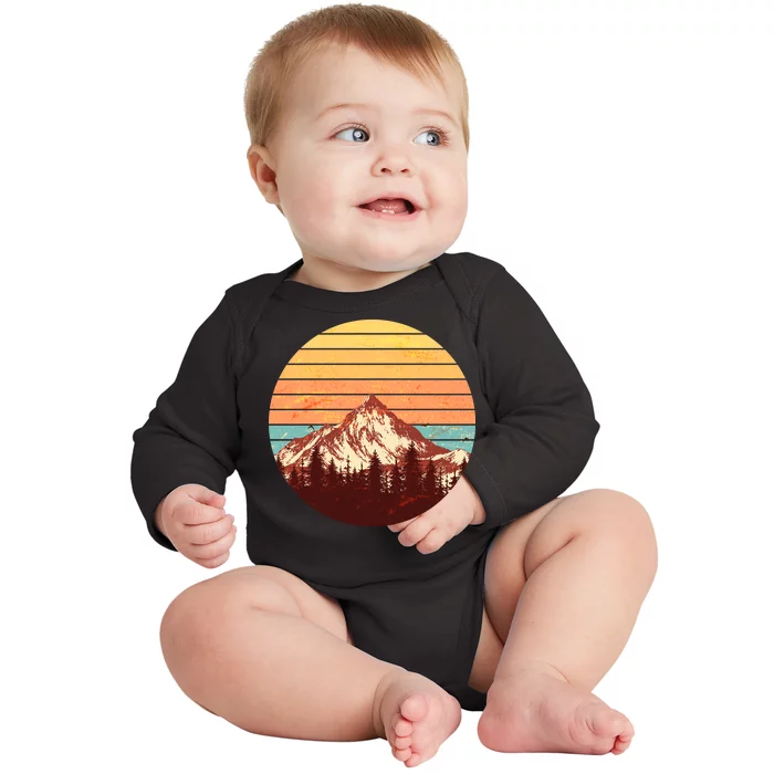 Retro Nature Mountains Baby Long Sleeve Bodysuit