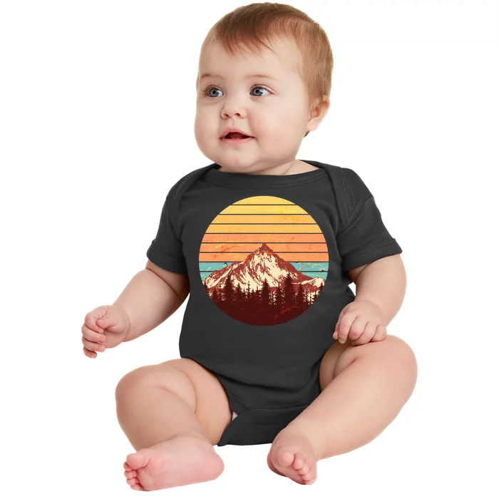 Retro Nature Mountains Baby Bodysuit