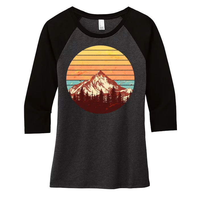 Retro Nature Mountains Women's Tri-Blend 3/4-Sleeve Raglan Shirt