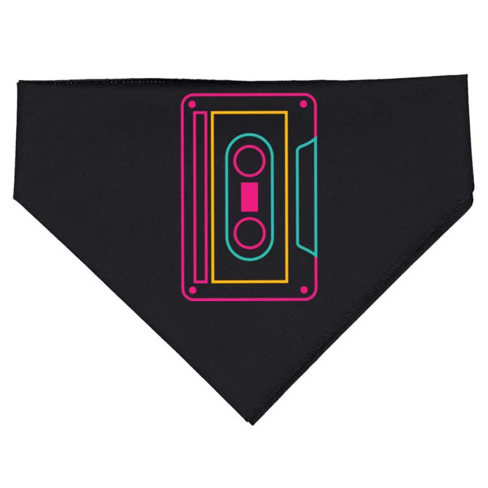 Retro Neon Cassette Tape USA-Made Doggie Bandana