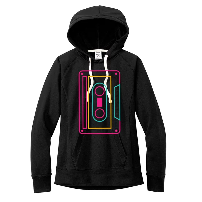 Retro Neon Cassette Tape Women's Fleece Hoodie