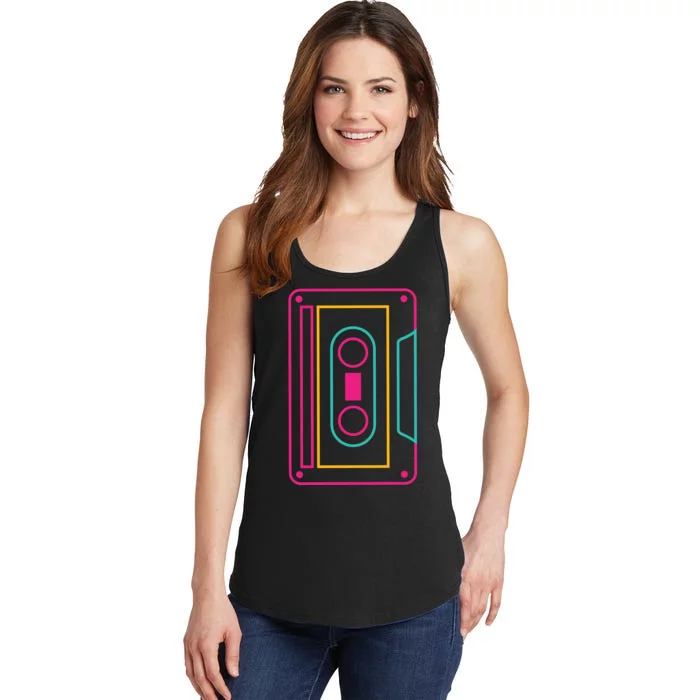 Retro Neon Cassette Tape Ladies Essential Tank