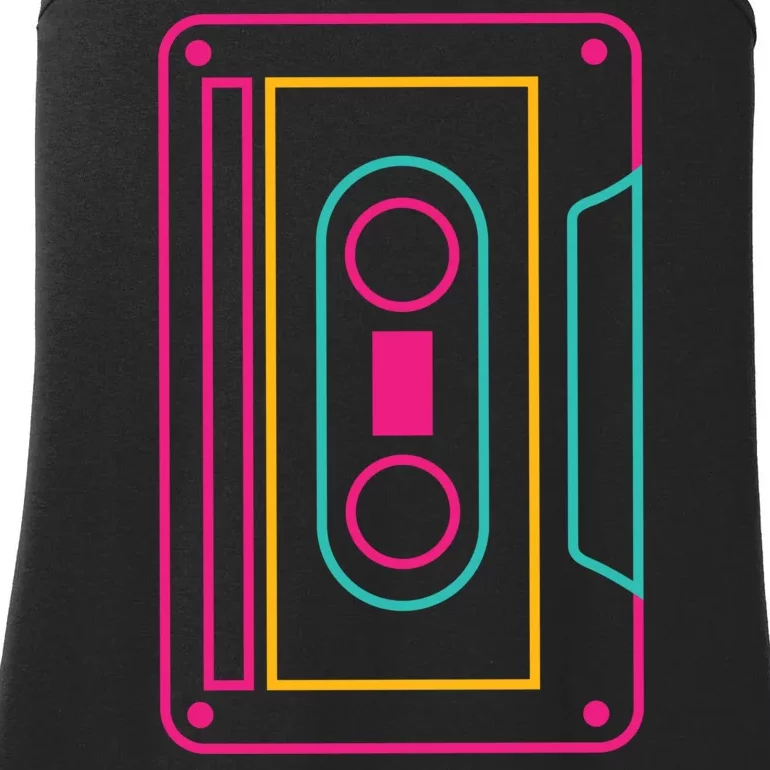 Retro Neon Cassette Tape Ladies Essential Tank