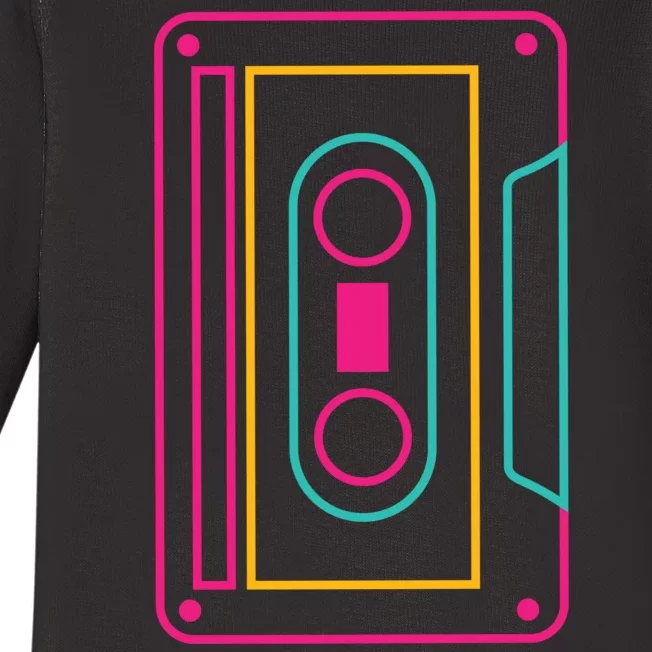 Retro Neon Cassette Tape Baby Long Sleeve Bodysuit