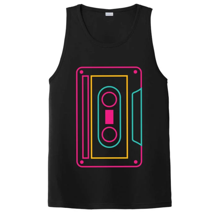 Retro Neon Cassette Tape Performance Tank