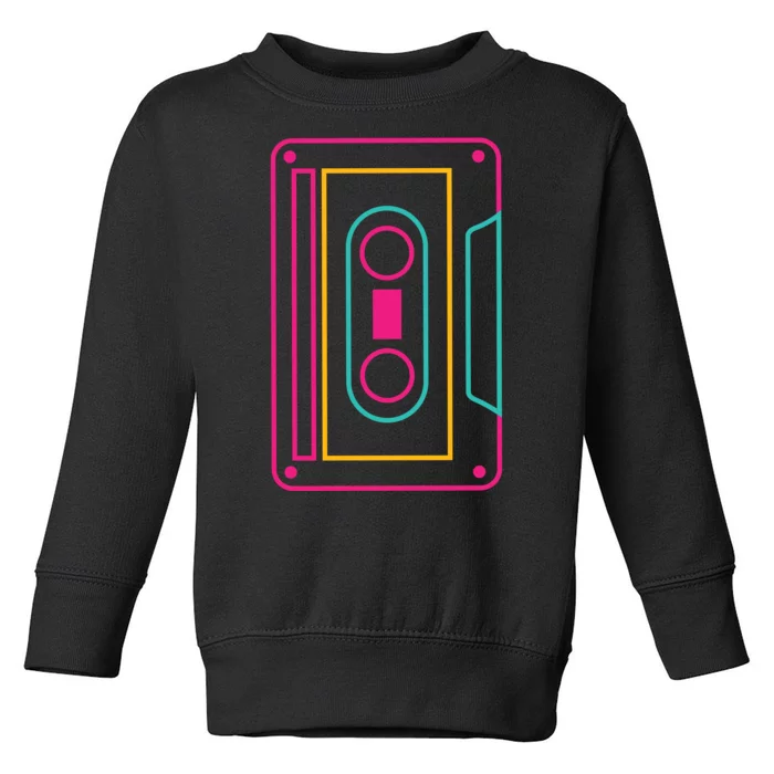 Retro Neon Cassette Tape Toddler Sweatshirt