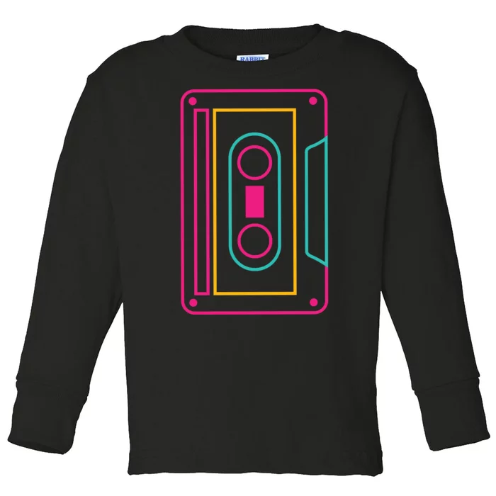 Retro Neon Cassette Tape Toddler Long Sleeve Shirt