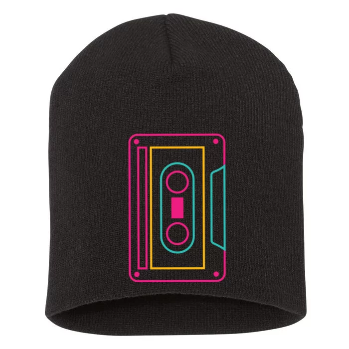 Retro Neon Cassette Tape Short Acrylic Beanie