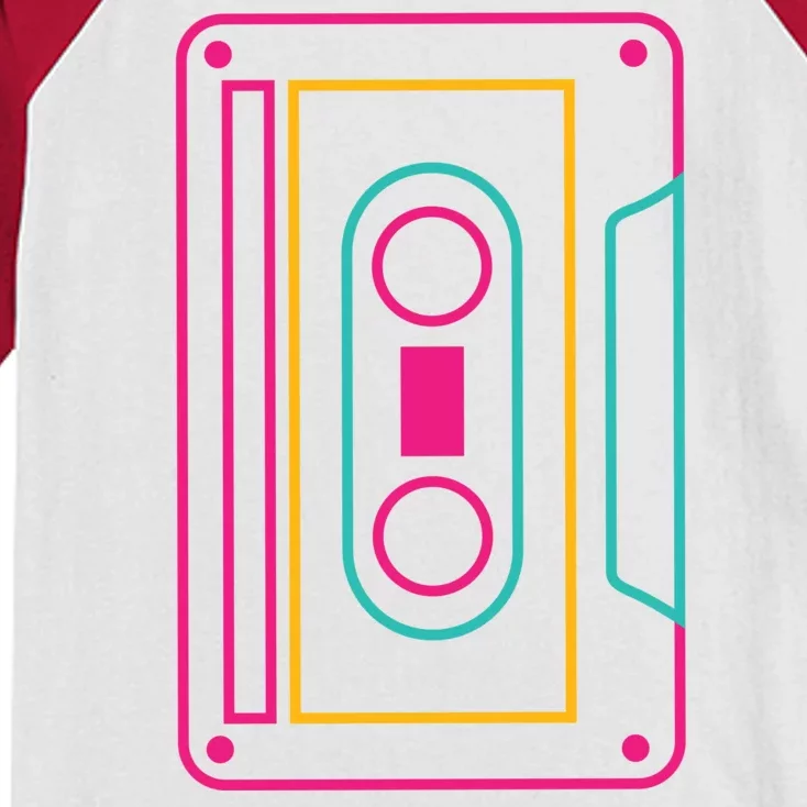 Retro Neon Cassette Tape Kids Colorblock Raglan Jersey