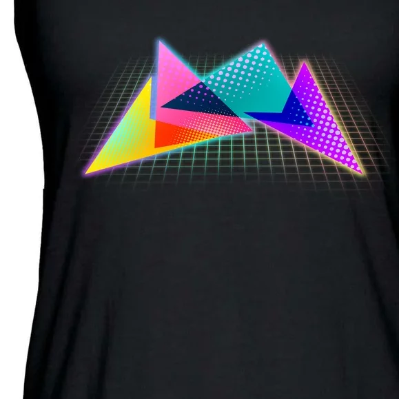 Retro Neon Geometric Ladies Essential Flowy Tank