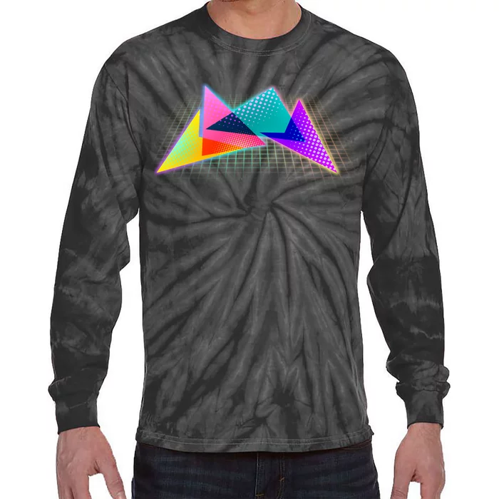 Retro Neon Geometric Tie-Dye Long Sleeve Shirt