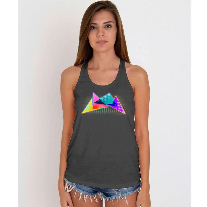 Retro Neon Geometric Women's Knotted Racerback Tank